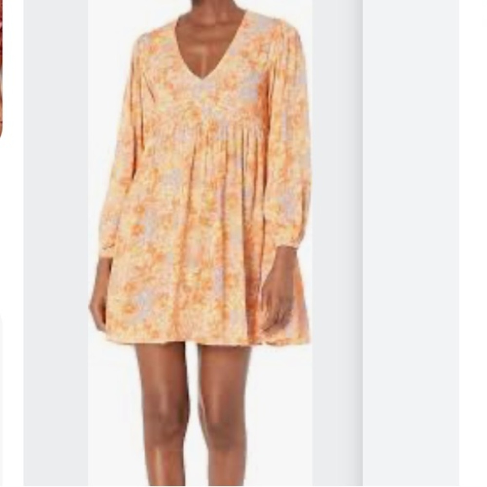 Billabong Orange Floral V-Neck Dress - Picture 2 of 6